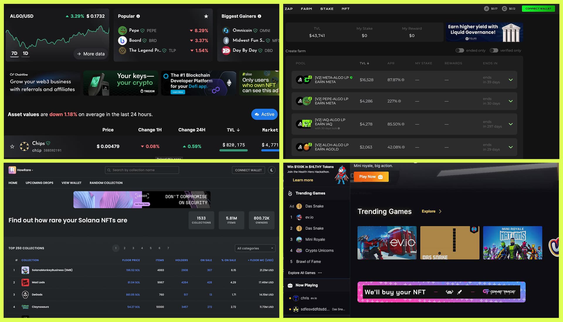 Example of the banners placed in dApps